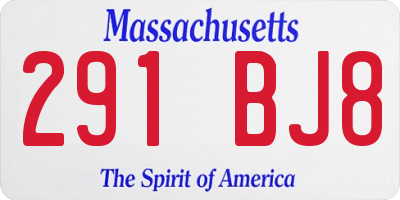 MA license plate 291BJ8