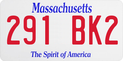 MA license plate 291BK2