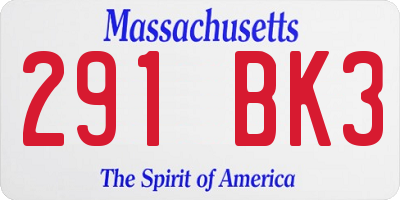 MA license plate 291BK3