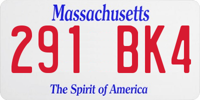MA license plate 291BK4