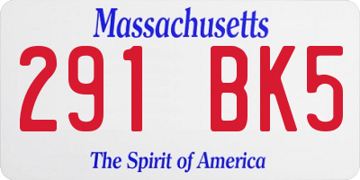 MA license plate 291BK5