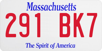MA license plate 291BK7