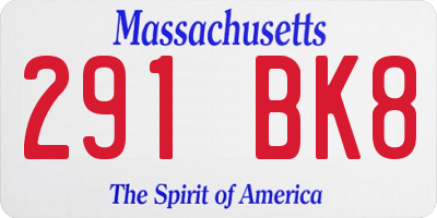 MA license plate 291BK8