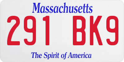 MA license plate 291BK9