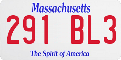 MA license plate 291BL3