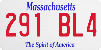 MA license plate 291BL4