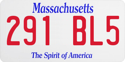 MA license plate 291BL5