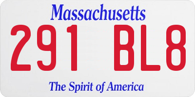 MA license plate 291BL8
