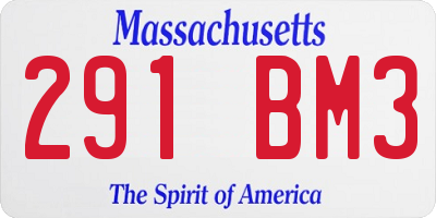 MA license plate 291BM3