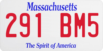 MA license plate 291BM5