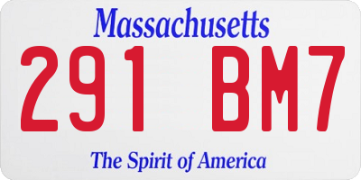 MA license plate 291BM7
