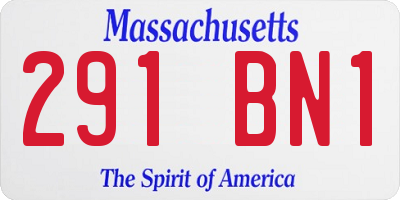 MA license plate 291BN1