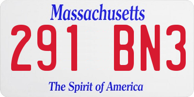 MA license plate 291BN3