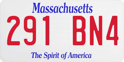 MA license plate 291BN4