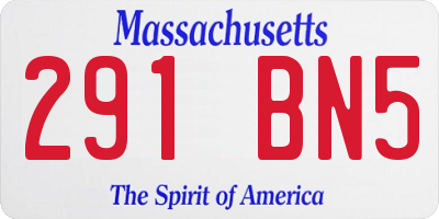 MA license plate 291BN5
