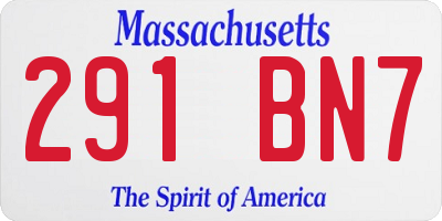 MA license plate 291BN7