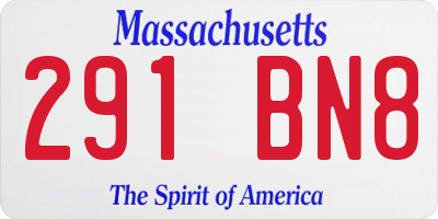 MA license plate 291BN8