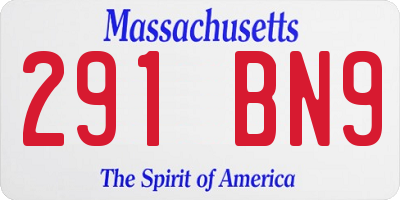 MA license plate 291BN9