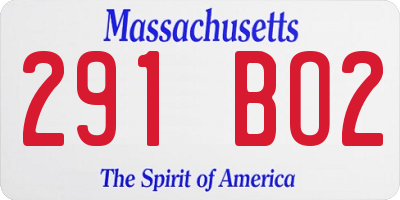 MA license plate 291BO2