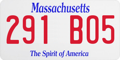 MA license plate 291BO5