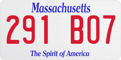 MA license plate 291BO7