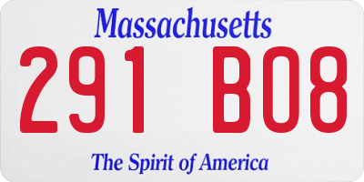 MA license plate 291BO8