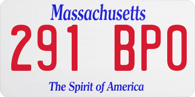 MA license plate 291BP0