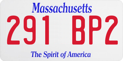 MA license plate 291BP2