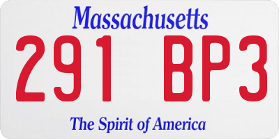 MA license plate 291BP3