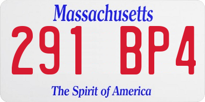 MA license plate 291BP4