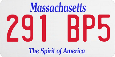 MA license plate 291BP5