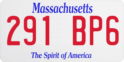 MA license plate 291BP6