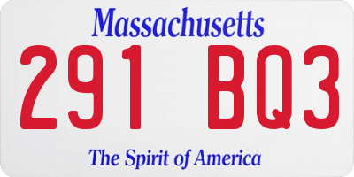 MA license plate 291BQ3
