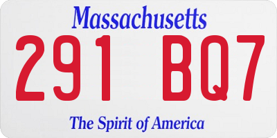 MA license plate 291BQ7
