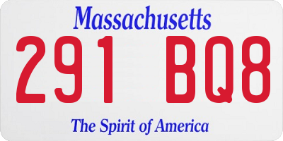 MA license plate 291BQ8
