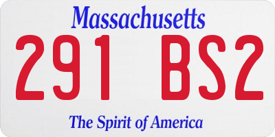 MA license plate 291BS2