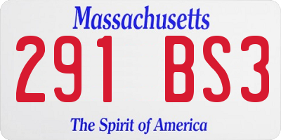 MA license plate 291BS3