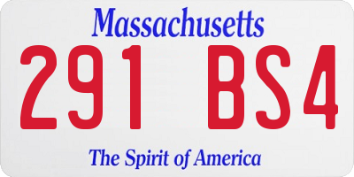 MA license plate 291BS4