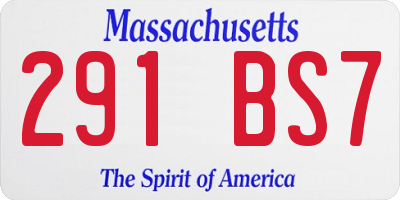 MA license plate 291BS7