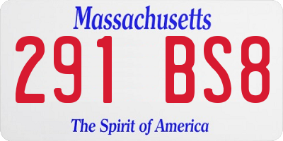 MA license plate 291BS8
