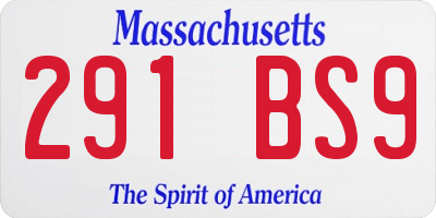 MA license plate 291BS9