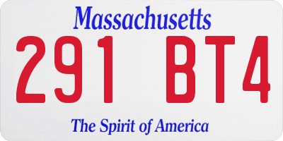 MA license plate 291BT4