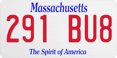 MA license plate 291BU8
