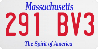 MA license plate 291BV3