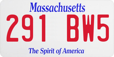 MA license plate 291BW5