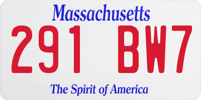 MA license plate 291BW7