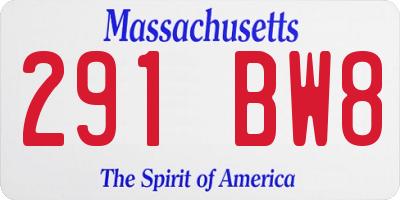 MA license plate 291BW8
