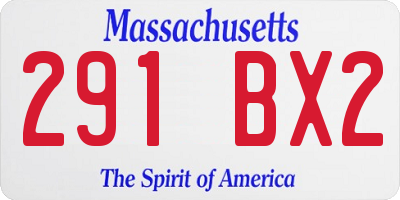 MA license plate 291BX2