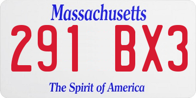 MA license plate 291BX3