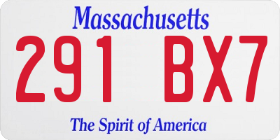 MA license plate 291BX7